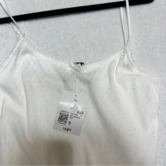 FOREVER 21 Pointelle Knit Bodysuit Bundle 1) White 2) White black Stripes Small - Picture 10 of 10